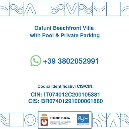 Luxury Beachfront With Pool & Private Parking Остуни